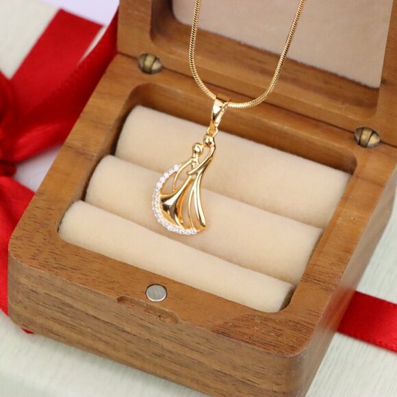 "Dancing Couple Rose Gold Pendant with Crystals, XPPT1568 - Picture 4 of 12